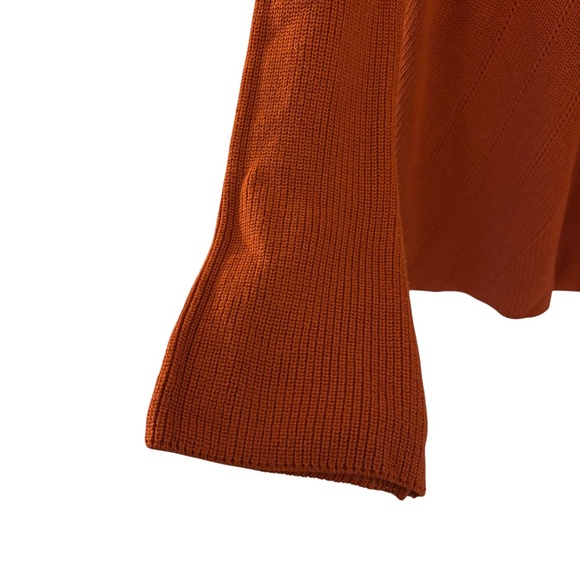 Chico’s Burnt Orange Cutout Turtleneck Flared Sleeve Sweater Size 0 (S/M) Boho - Picture 4 of 9